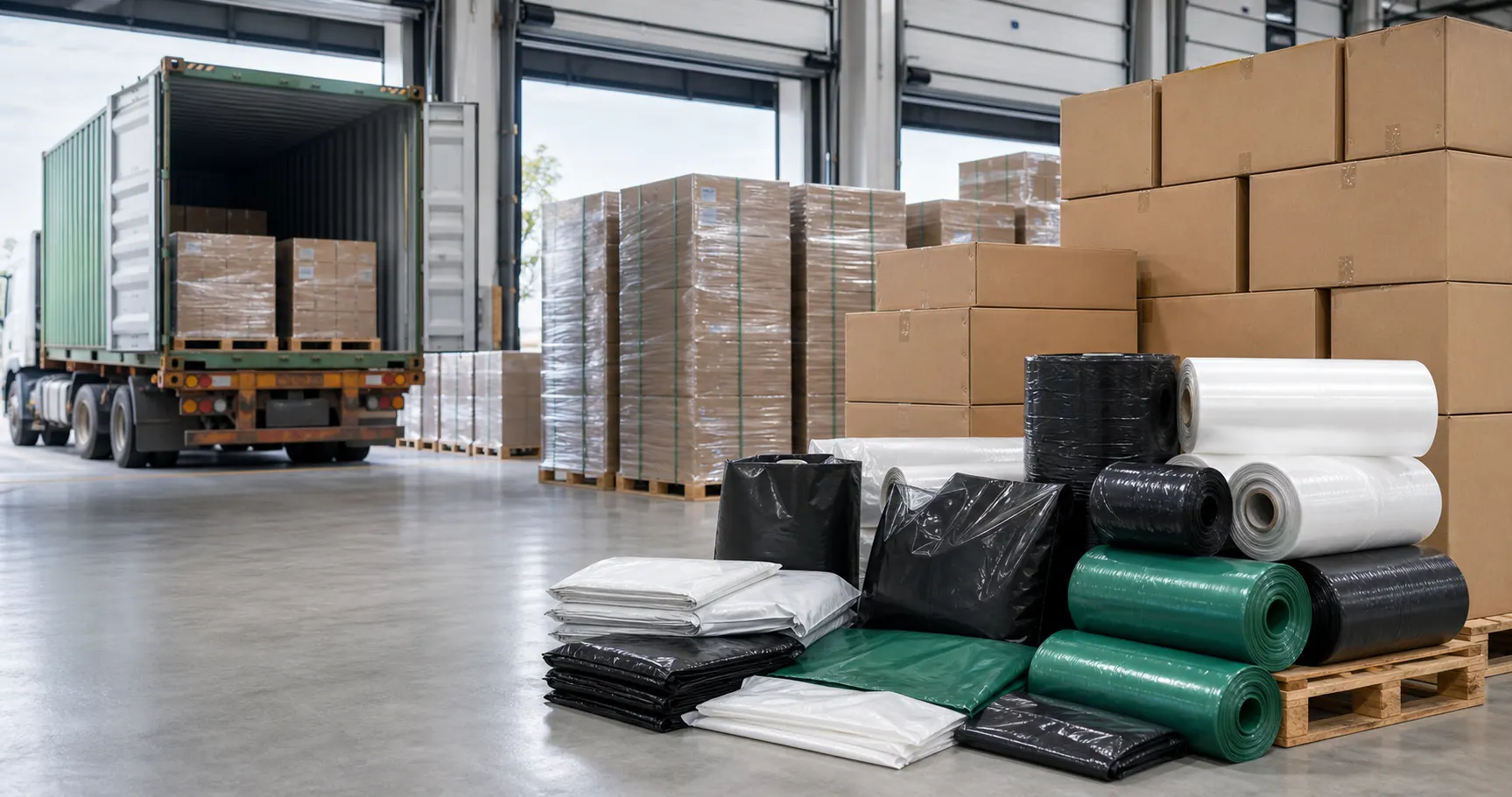 Plastic bag factory export cartons and container loading for overseas buyers