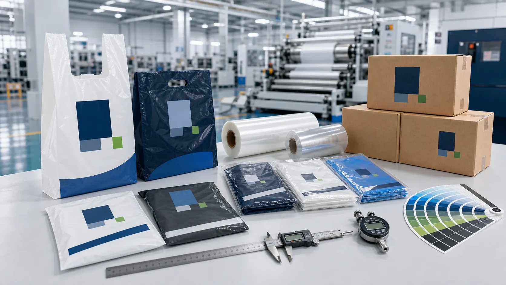 Custom printed plastic bags with OEM packaging export cartons